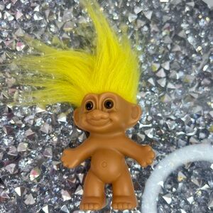 Russ troll yellow hair Brown Troll Doll with Bright Yellow Hair